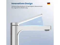 Einhebelmischer<Emke Wasserhahn Waschbeckenarmaturen 195 x 173 x 46 mm Verchromt Mischbatterie Küchenarmatur mit Luftsprudler
