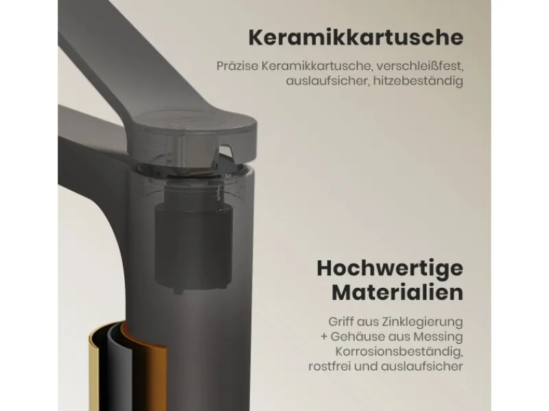 Einhebelmischer|Zubehör Für Küchenarmatur<Emke Wasserhahn Waschbeckenarmaturen 335 x 233 x 46 mm Anthrazit Mischbatterie Küchenarmatur mit Luftsprudler