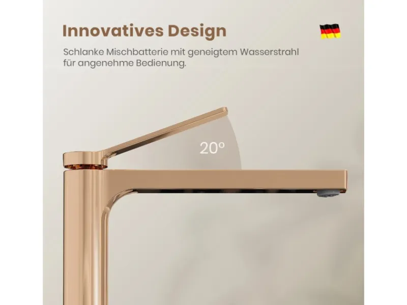 Zubehör Für Küchenarmatur|Einhebelmischer<Emke Wasserhahn Waschbeckenarmaturen 335 x 233 x 46 mm Rosengold Mischbatterie Küchenarmatur mit Luftsprudler