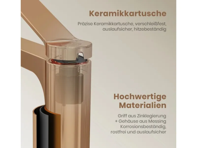 Zubehör Für Küchenarmatur|Einhebelmischer<Emke Wasserhahn Waschbeckenarmaturen 335 x 233 x 46 mm Rosengold Mischbatterie Küchenarmatur mit Luftsprudler