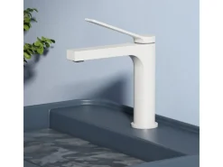 Emke Wasserhahn Waschbeckenarmaturen 195 x 173 x 46 mm Weiß Matt Mischbatterie Küchenarmatur mit Luftsprudler< Einhebelmischer