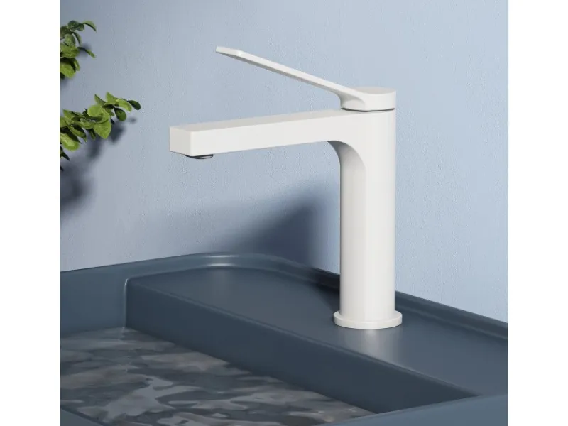 Emke Wasserhahn Waschbeckenarmaturen 195 x 173 x 46 mm Weiß Matt Mischbatterie Küchenarmatur mit Luftsprudler< Einhebelmischer