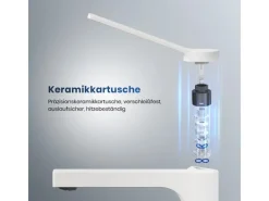 Emke Wasserhahn Waschbeckenarmaturen 195 x 173 x 46 mm Weiß Matt Mischbatterie Küchenarmatur mit Luftsprudler< Einhebelmischer