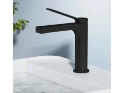 Einhebelmischer<Emke Wasserhahn Waschbeckenarmaturen 195 x 173 x 46 mm Schwarz Matt Mischbatterie Küchenarmatur mit Luftsprudler
