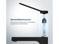Einhebelmischer<Emke Wasserhahn Waschbeckenarmaturen 195 x 173 x 46 mm Schwarz Matt Mischbatterie Küchenarmatur mit Luftsprudler
