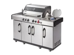 Sale Enders Gasgrill Kanasas II Pro 4 SIK Profi Turbo 4 Brenner & Seitenkocher Silber