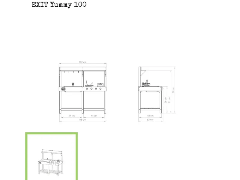 Exit Toys Pfannen|Herde<Spielküche Yummy 100 Holz 98 cm x 102 cm x 53 cm FSC®
