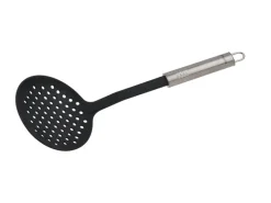 Clearance Fackelmann Abseihlöffel mit Ovalgriff 33 cm Silber-Schwarz