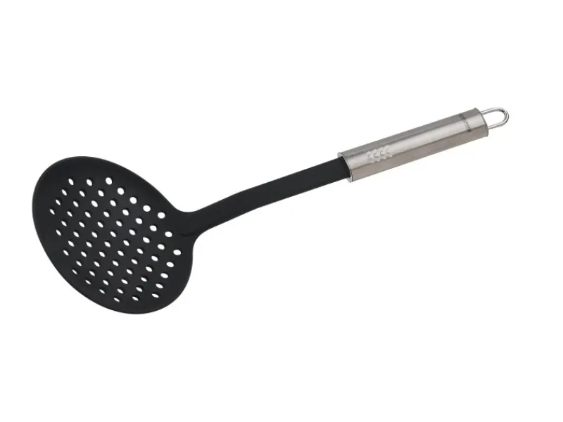 Clearance Fackelmann Abseihlöffel mit Ovalgriff 33 cm Silber-Schwarz