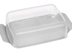 Fackelmann Butterdose 2-teilig 17 cm x 11 cm x 5 cm Silber-Glasklar< Kühlschränke|Küchenhelfer