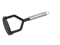 Fackelmann Küchenhelfer<Kartoffelstampfer mit Ovalgriff 25 cm Silber-Schwarz