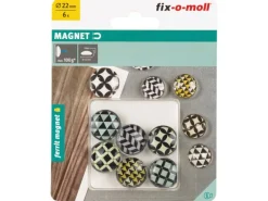fix-o-moll Magnet Glas Ferrit 9 mm x Ø 22 mm Mehrfarbig 6 Stück< Kühlschränke