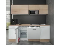 Best Flex-Well Classic Büroküche Florida 210 cm Weiß-Sonoma Eiche
