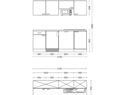 Best Flex-Well Classic Büroküche Florida 210 cm Weiß-Sonoma Eiche