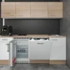 Discount Flex-Well Classic Büroküche Florida 210 cm Weiß-Sonoma Eiche
