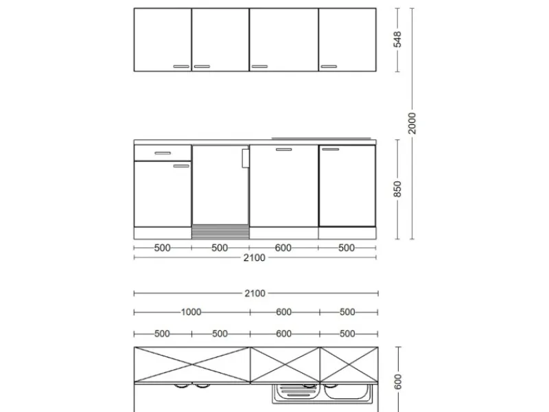 Flex-Well Classic Büroküche Wito 210 cm Weiß< Einbauküchen|Single-Küchen