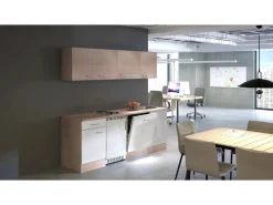 Flex-Well Classic Büroküche Florida 210 cm Weiß-Sonoma Eiche< Single-Küchen|Kühlschränke