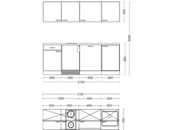 Flex-Well Classic Büroküche Florida 210 cm Weiß-Sonoma Eiche< Single-Küchen|Kühlschränke
