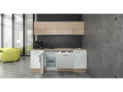 Flex-Well Classic Büroküche Florida 210 cm Weiß-Sonoma Eiche< Single-Küchen|Kühlschränke