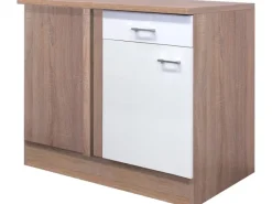 Flex-Well Classic Küchen-Eck-Unterschrank Florida 110 x 60 cm Weiß-Sonoma Eiche< Küchenschränke