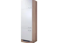 Flex-Well Classic Küchen-Geräteumbauschrank Florida 60 cm Weiß-Sonoma Eiche< Kühlschränke|Küchenschränke