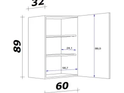 Hot Flex-Well Classic Küchen-Oberschrank Nano 60 cm x 89 cm Nachbildung Buche