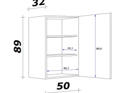 Flex-Well Classic Küchenschränke<Küchen-Oberschrank Nano 50 cm x 89 cm Nachbildung