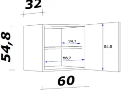 Clearance Flex-Well Classic Küchen-Oberschrank Florida 60 cm x 55 cm Sonoma Eiche