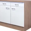 Flex-Well Classic Einbauküchen<Küchen-Unterschrank Florida 100 cm Weiß-Sonoma Eiche