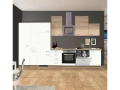 Flex-Well Classic Küchenzeile Florida 360 cm Weiß Matt - Sonoma Eiche< Einbauküchen|Kühlschränke