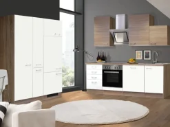 Flex-Well Classic Küchenzeile Florida 360 cm Weiß Matt - Sonoma Eiche< Einbauküchen|Kühlschränke