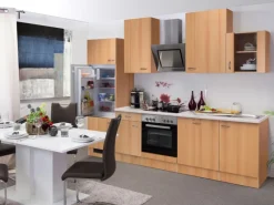 Flex-Well Classic Küchenzeile Nano 280 cm Buche Nachbildung< Kühlschränke