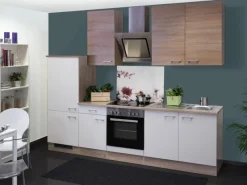 Flex-Well Classic Küchenzeile Florida 270 cm Sonoma Eiche-Weiß-Sonoma Eiche< Kühlschränke|Einbauküchen