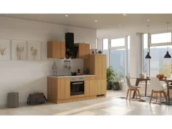 Flex-Well Classic Single-Küchen|Kochfelder<Küchenzeile Nano 220 cm Buche