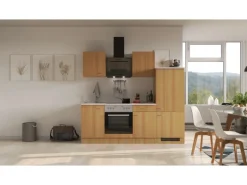 Flex-Well Classic Single-Küchen|Kochfelder<Küchenzeile Nano 220 cm Buche