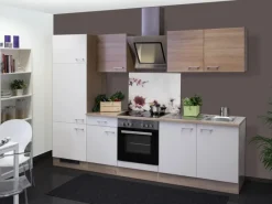 Flex-Well Classic Küchenzeile Florida 270 cm Sonoma Eiche-Weiß-Sonoma Eiche< Kühlschränke|Einbauküchen