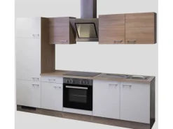 Flex-Well Classic Küchenzeile Florida 270 cm Sonoma Eiche-Weiß-Sonoma Eiche< Kühlschränke|Einbauküchen