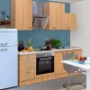 Flex-Well Classic Kühlschränke<Küchenzeile Nano 220 cm Buche Nachbildung
