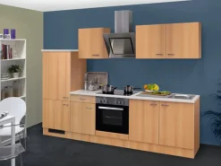 Flex-Well Classic Küchenzeile Nano 270 cm Buche Nachbildung< Kochfelder