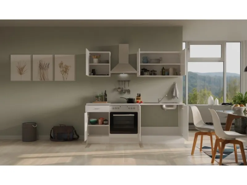 Flex-Well Classic Einbauküchen|Kochfelder<Küchenzeile Wito 210 cm Weiß