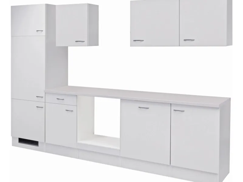 Flex-Well Classic Küchenzeile Wito 280 cm ohne E-Geräte Weiß< Einbauküchen|Küchenschränke