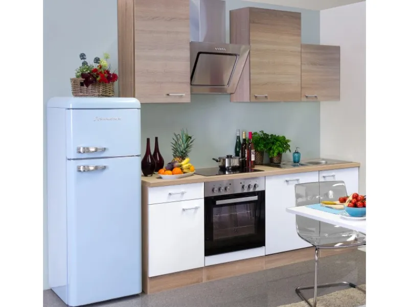 Flex-Well Classic Küchenzeile Florida 220 cm Sonoma Eiche-Weiß-Sonoma Eiche< Einbauküchen|Kühlschränke