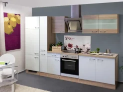 Flex-Well Classic Küchenzeile Florida 300 cm Sonoma Eiche-Weiß-Sonoma Eiche< Herde|Kochfelder