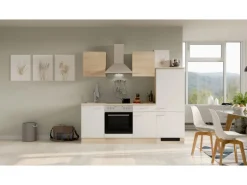 Flex-Well Classic Küchenzeile Florida 220 cm Weiß - Sonoma Eiche< Single-Küchen|Herde