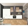 Flex-Well Classic Herde|Kochfelder<Küchenzeile Florida 360 cm Weiß-Sonoma Eiche Nachbildung