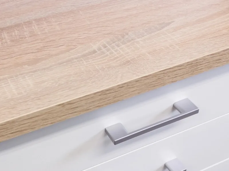 Flex-Well Classic Herde|Kochfelder<Küchenzeile Florida 360 cm Weiß-Sonoma Eiche Nachbildung