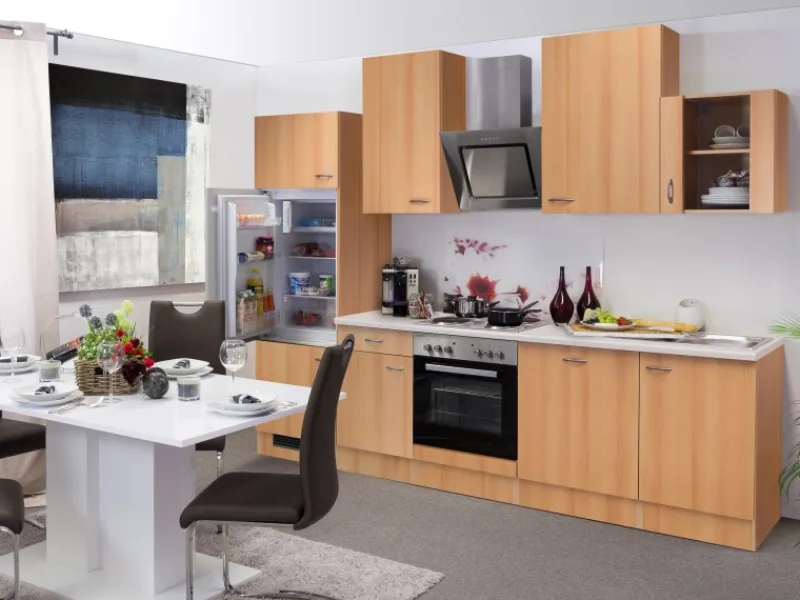 Online Flex-Well Classic Küchenzeile Nano 280 cm Buche Nachbildung