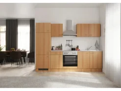 Flex-Well Classic Küchenzeile Nano 270 cm Buche< Kühlschränke