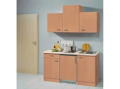 Flex-Well Classic Pantryküchen|Miniküchen<Küchenzeile Nano 150 cm Buche Nachbildung