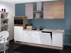 Flex-Well Classic Küchenzeile Florida 280 cm Weiß-Sonoma Eiche Nachbildung< Kochfelder|Kühlschränke